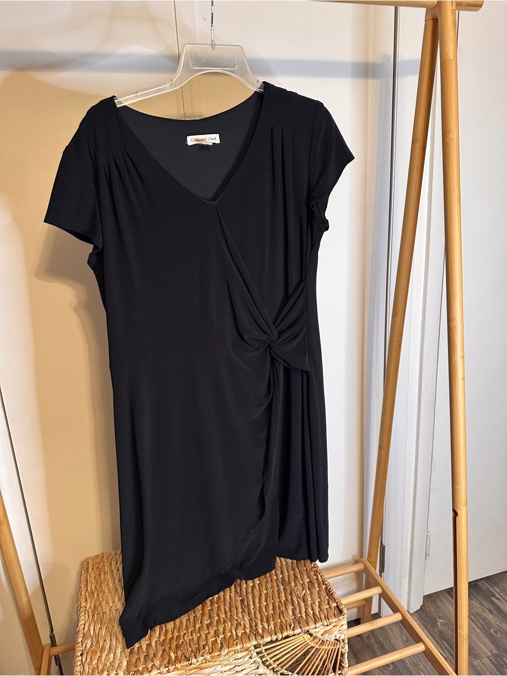 Coldwater Creek Black V-Neck Twist-Detail Midi Dress 16p‎